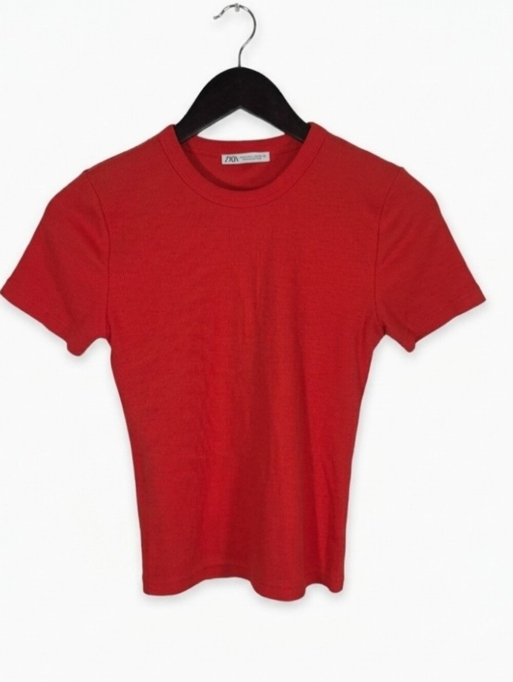 Zara plain red short sleeve top